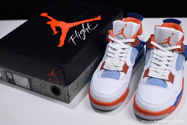 Official Maikesneakers Jordan White Air Blue 4 Bright Crimson-Royal 308497-171 0814